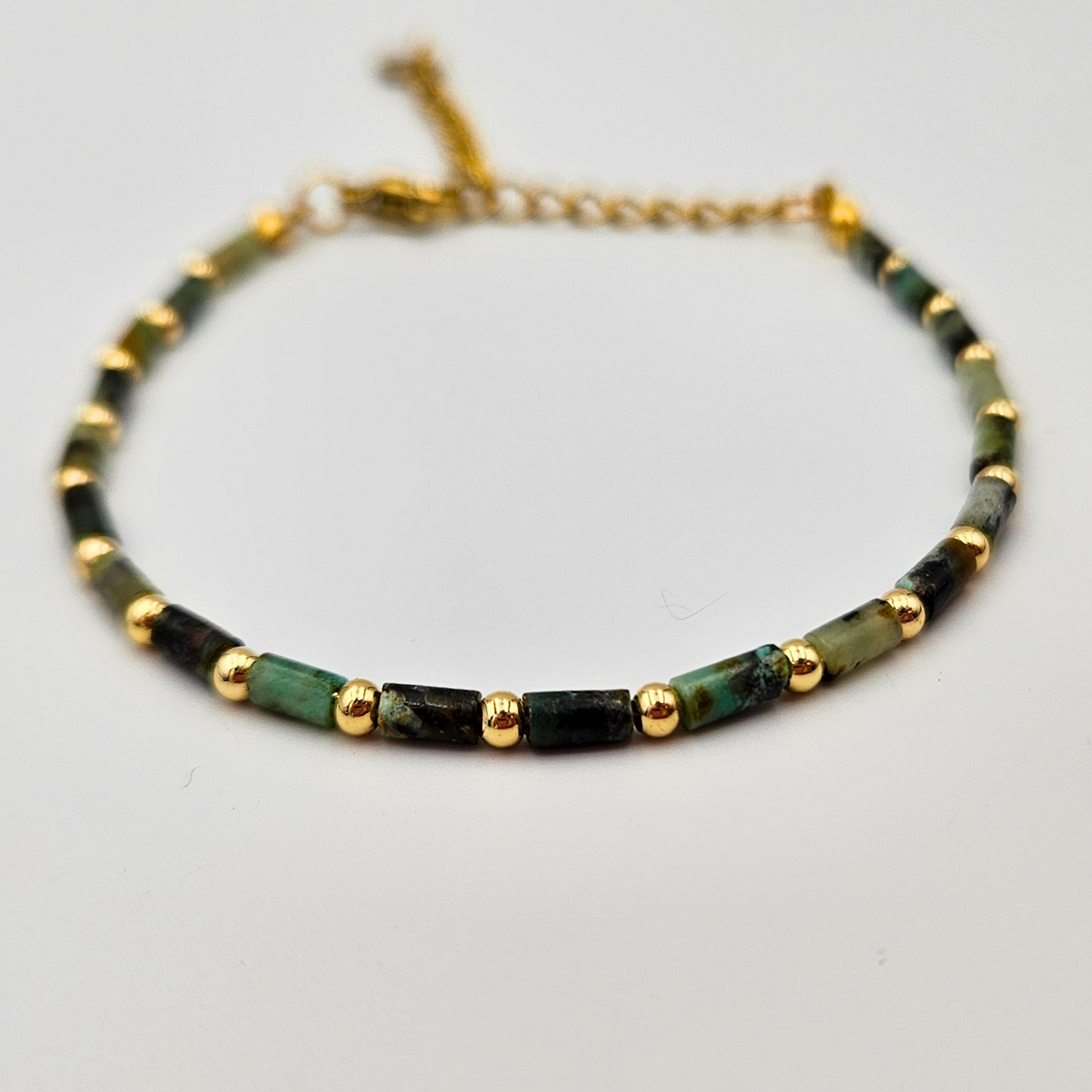 Armband van goldplated stainless steel en afrikaanse turkoois