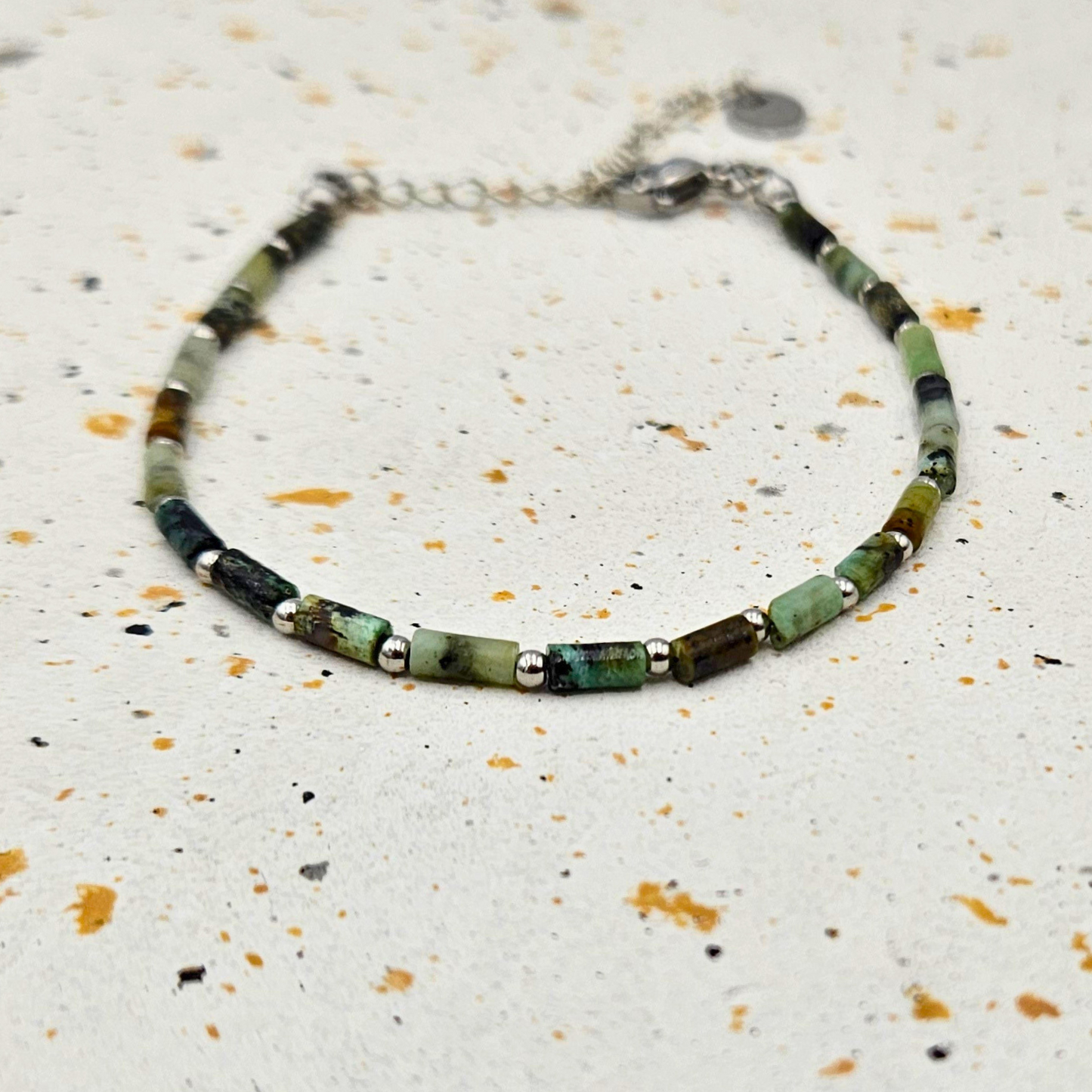 Armband gemaakt van stainless steel en afrikaanse turkoois