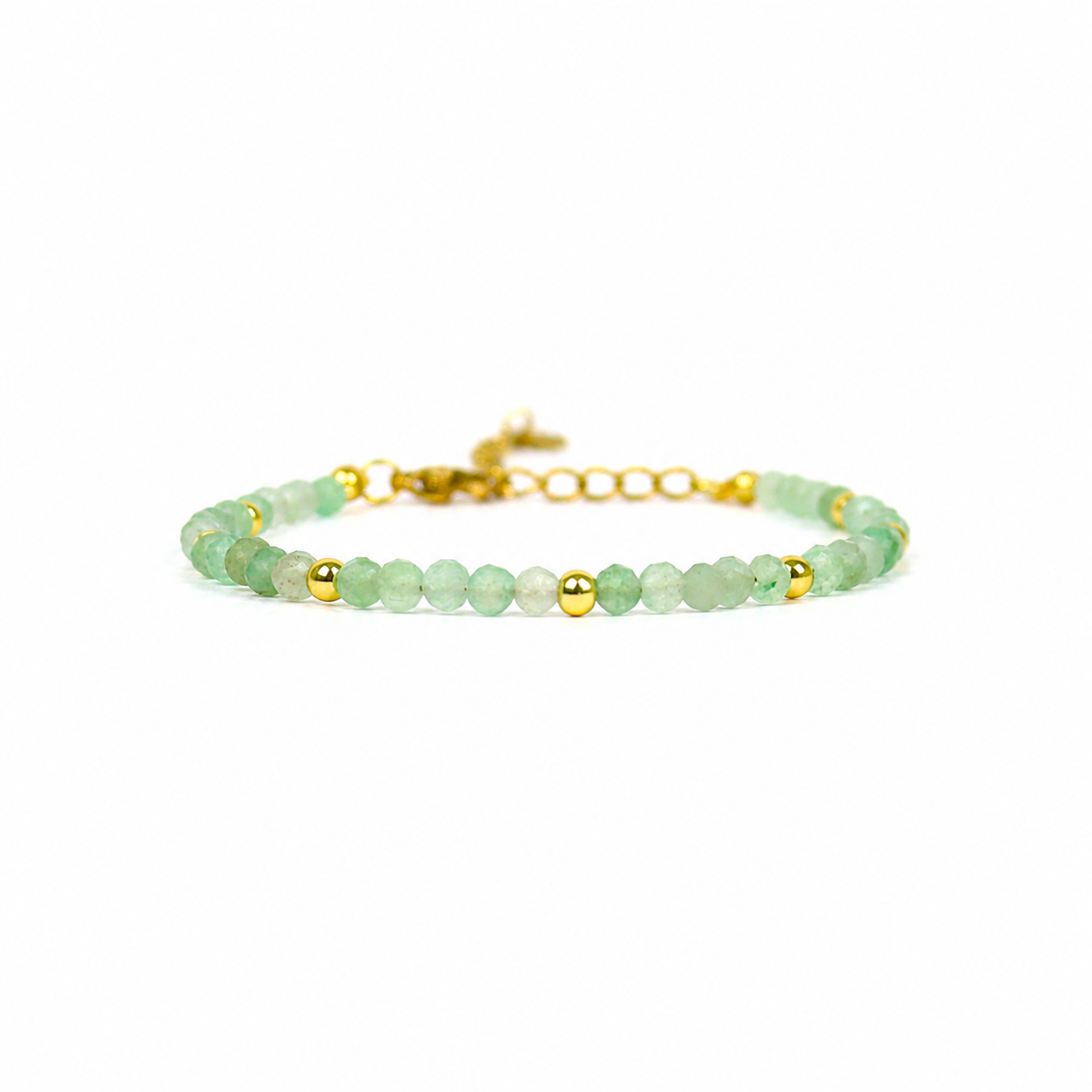 Armband van goldplated stainless steel met facetgeslepen aventurijn