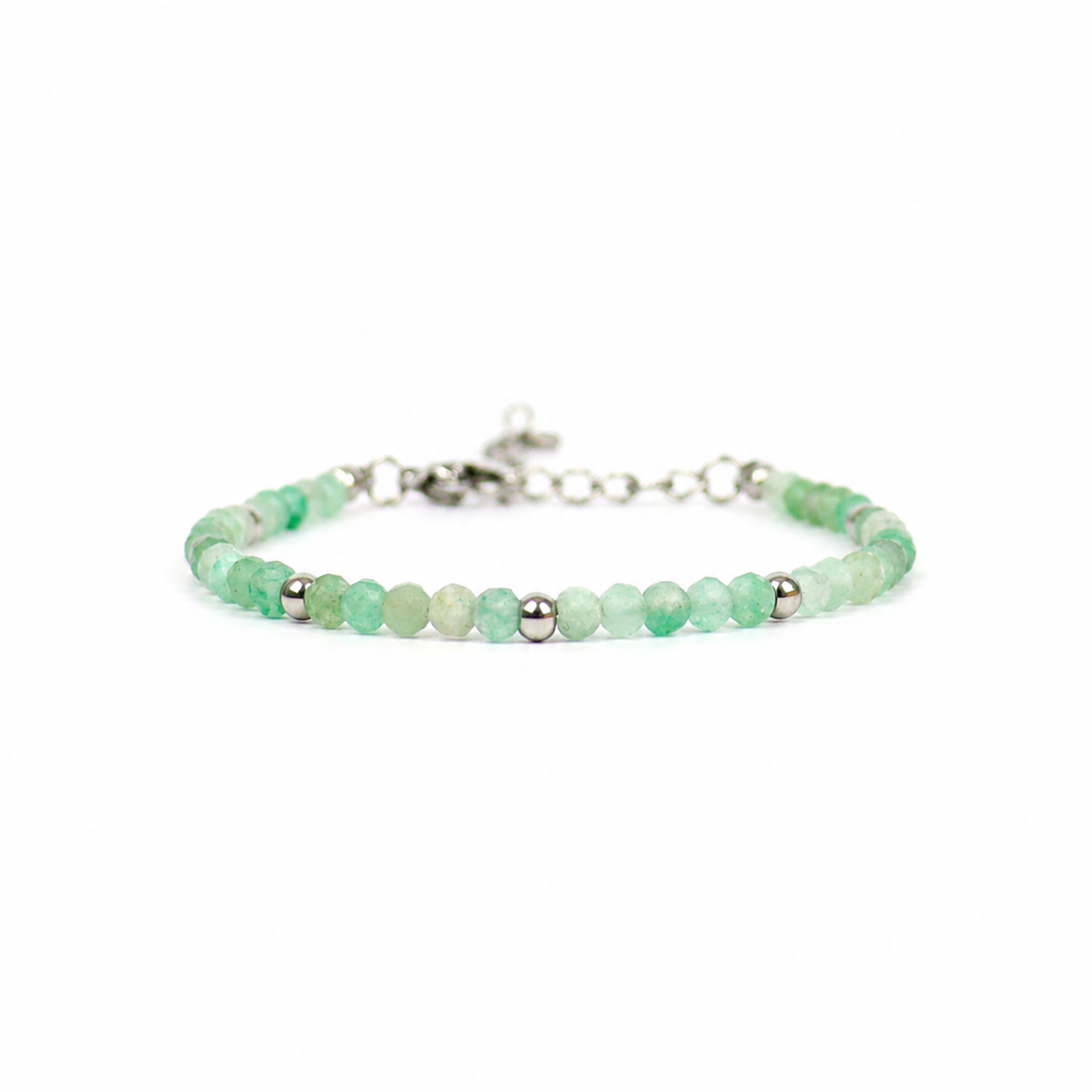 Armband gemaakt van stainless steel met facetgeslepen aventurijn