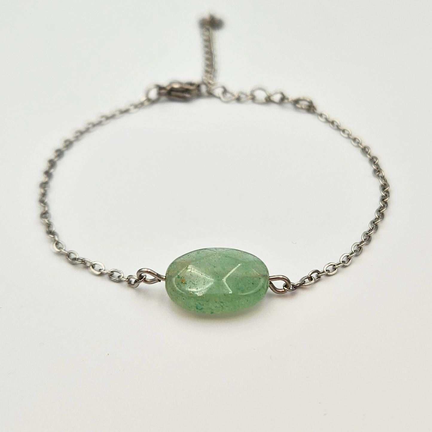 Armband gemaakt van stainless steel met ovalen aventurijn