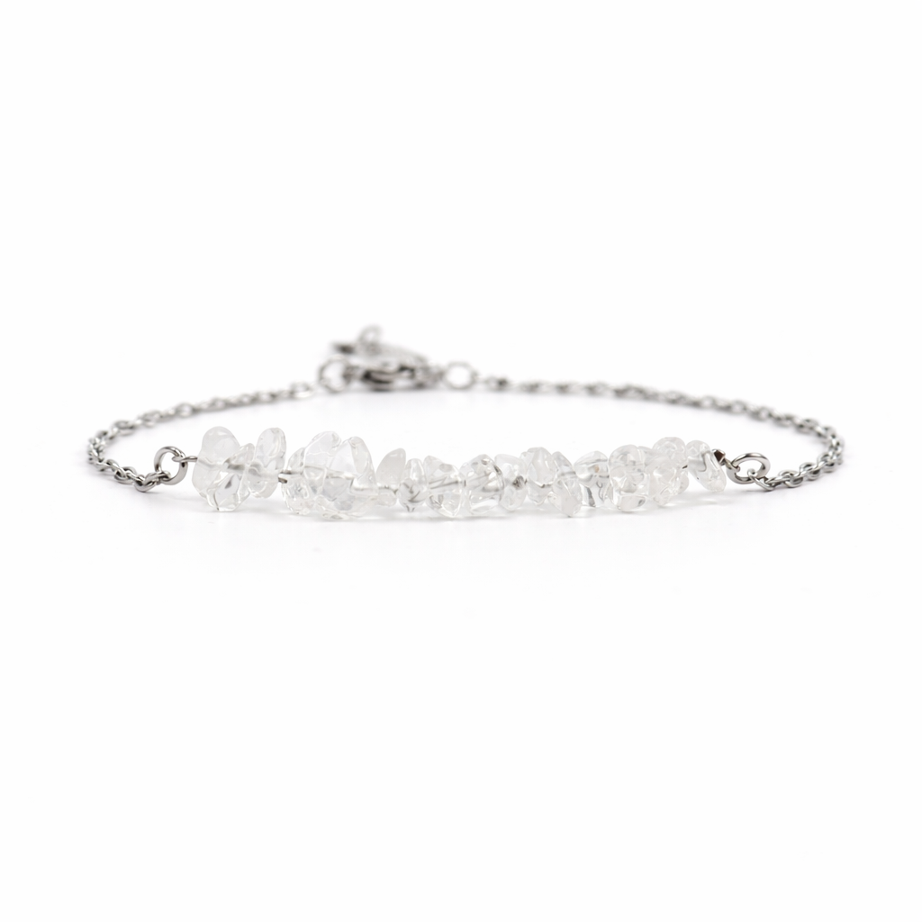 Armband gemaakt van stainless steel met bergkristal split