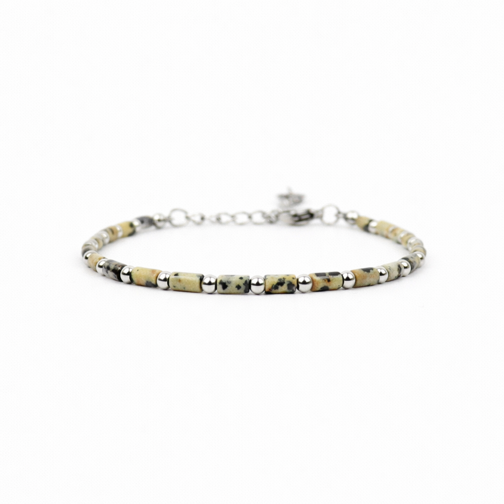 Armband dalmatiër jaspis zilver