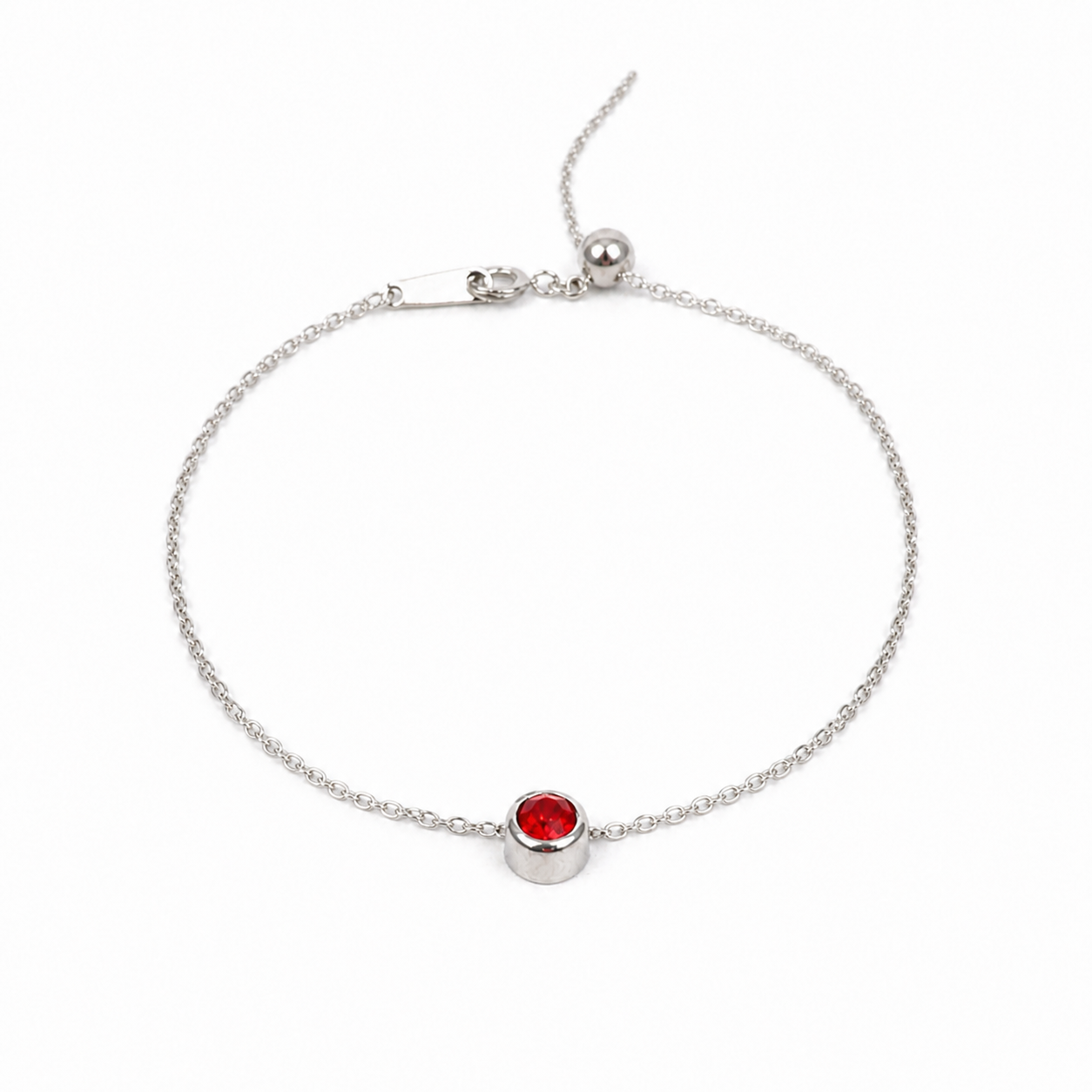 Armband gemaakt van stainless steel met geboortesteen van januari: granaat