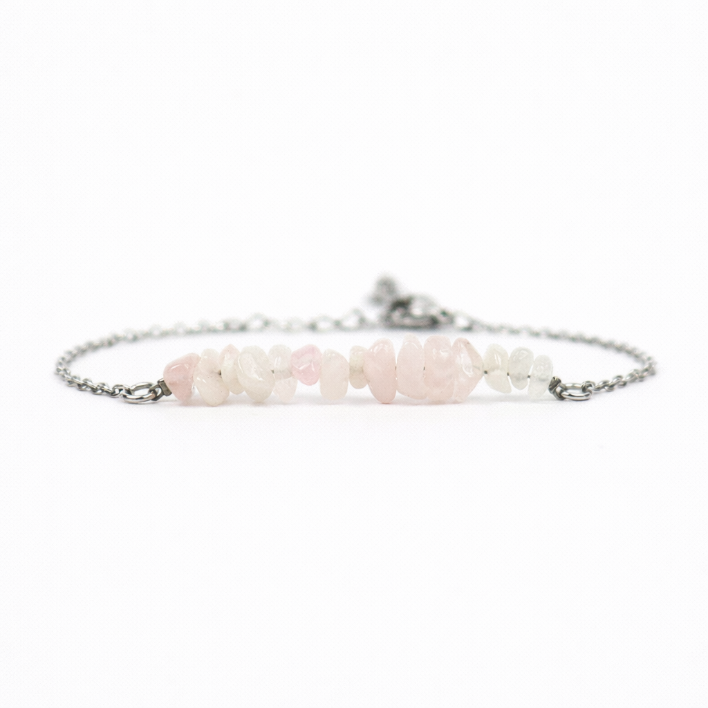 Armband rozenkwarts zilver