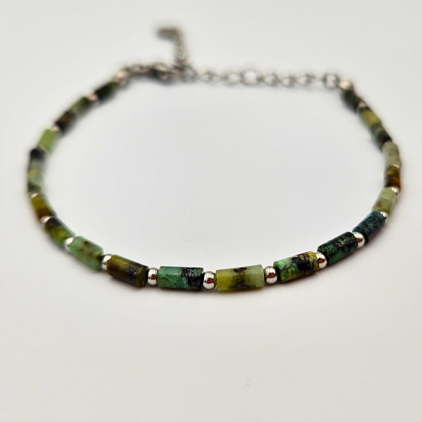 Armband gemaakt van stainless steel en afrikaanse turkoois