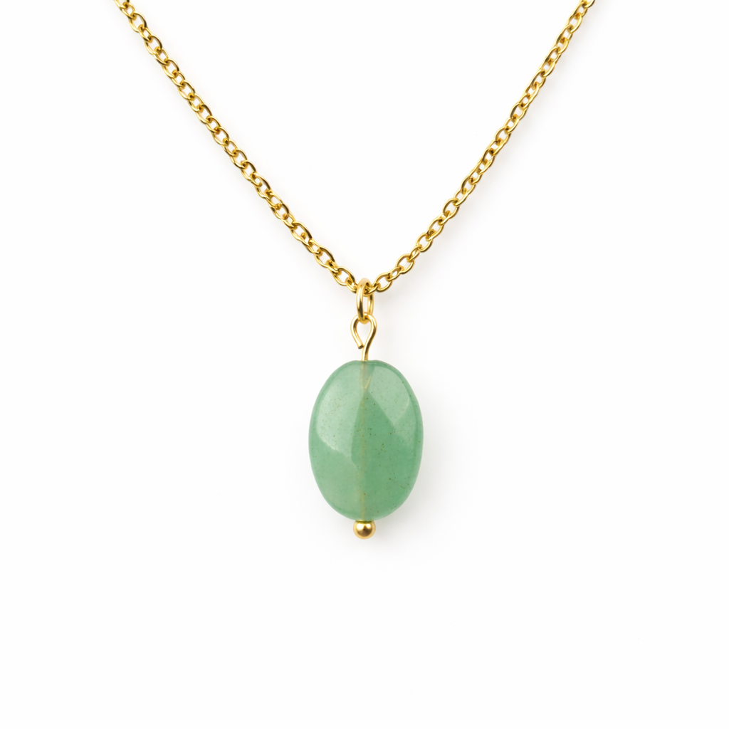 Ketting van goldplated stainless steel met aventurijn hanger