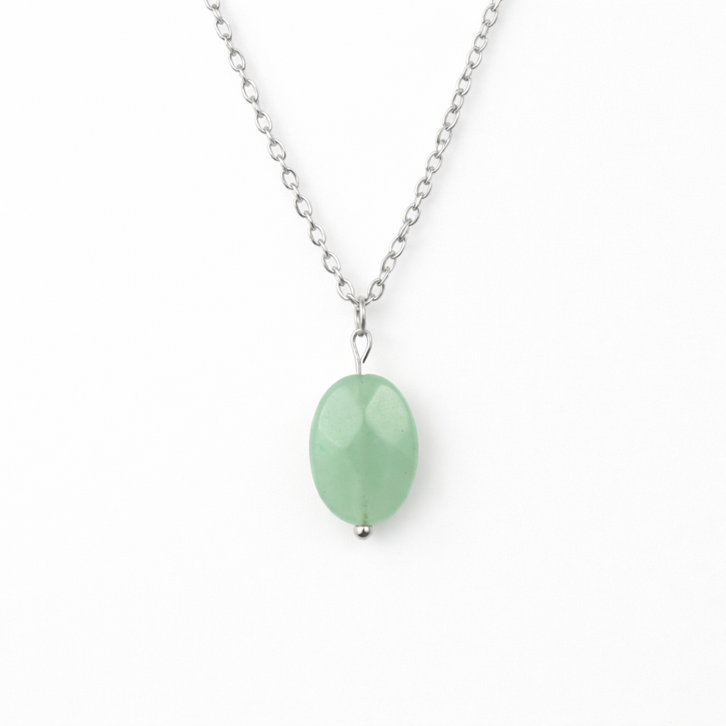 Ketting gemaakt van stainless steel met aventurijn hanger