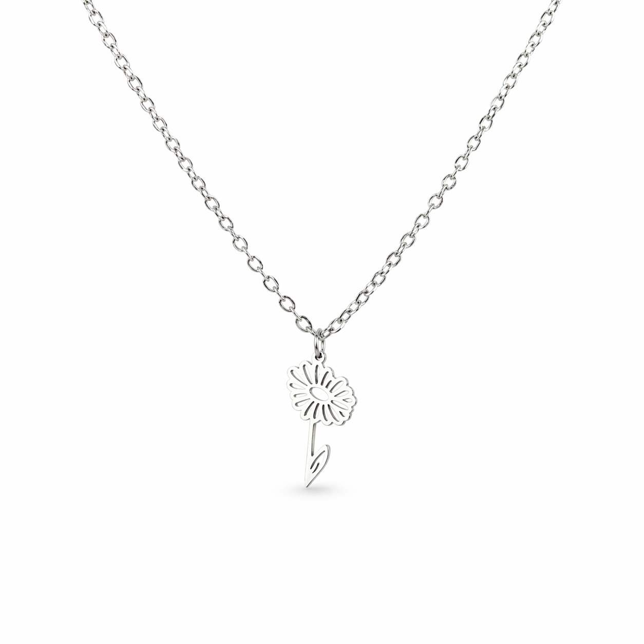 Ketting geboortebloem april zilver