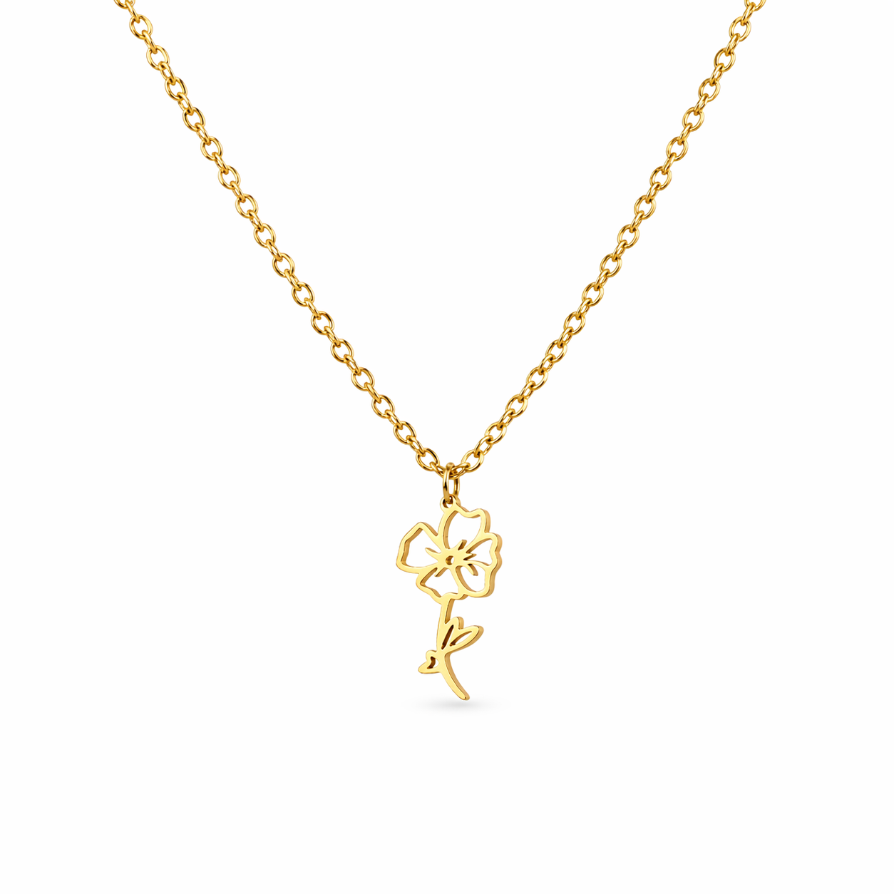 Necklace birth flower august gold
