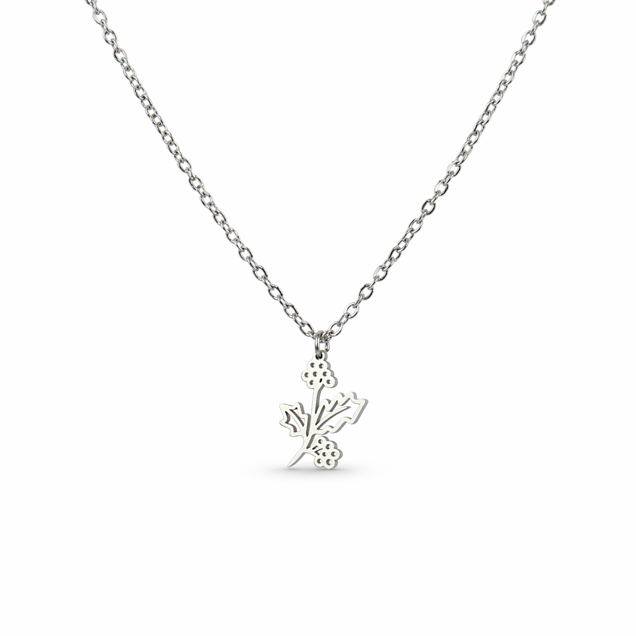 Ketting geboortebloem december zilver
