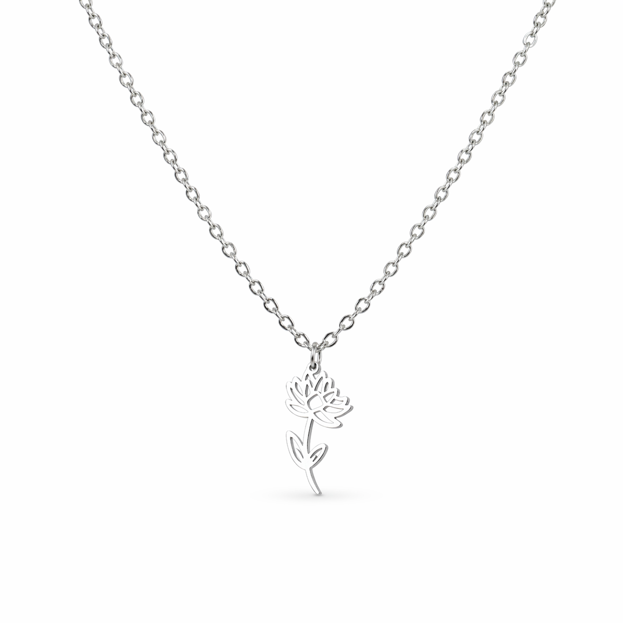 Birth flower necklace July silver