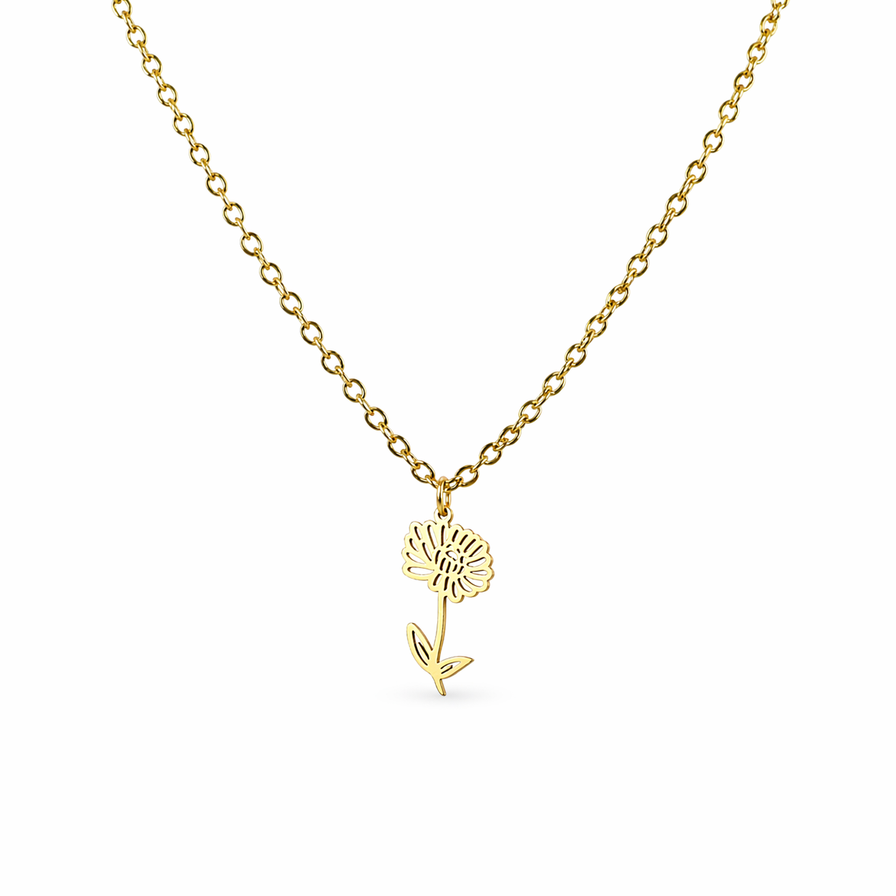 Necklace birth flower november gold