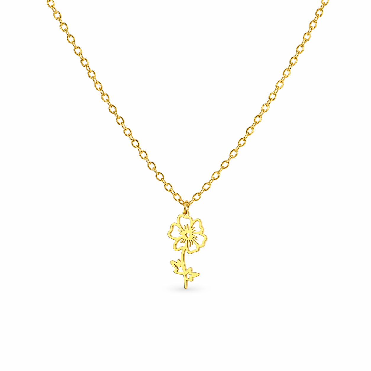 Birth flower necklace October gold