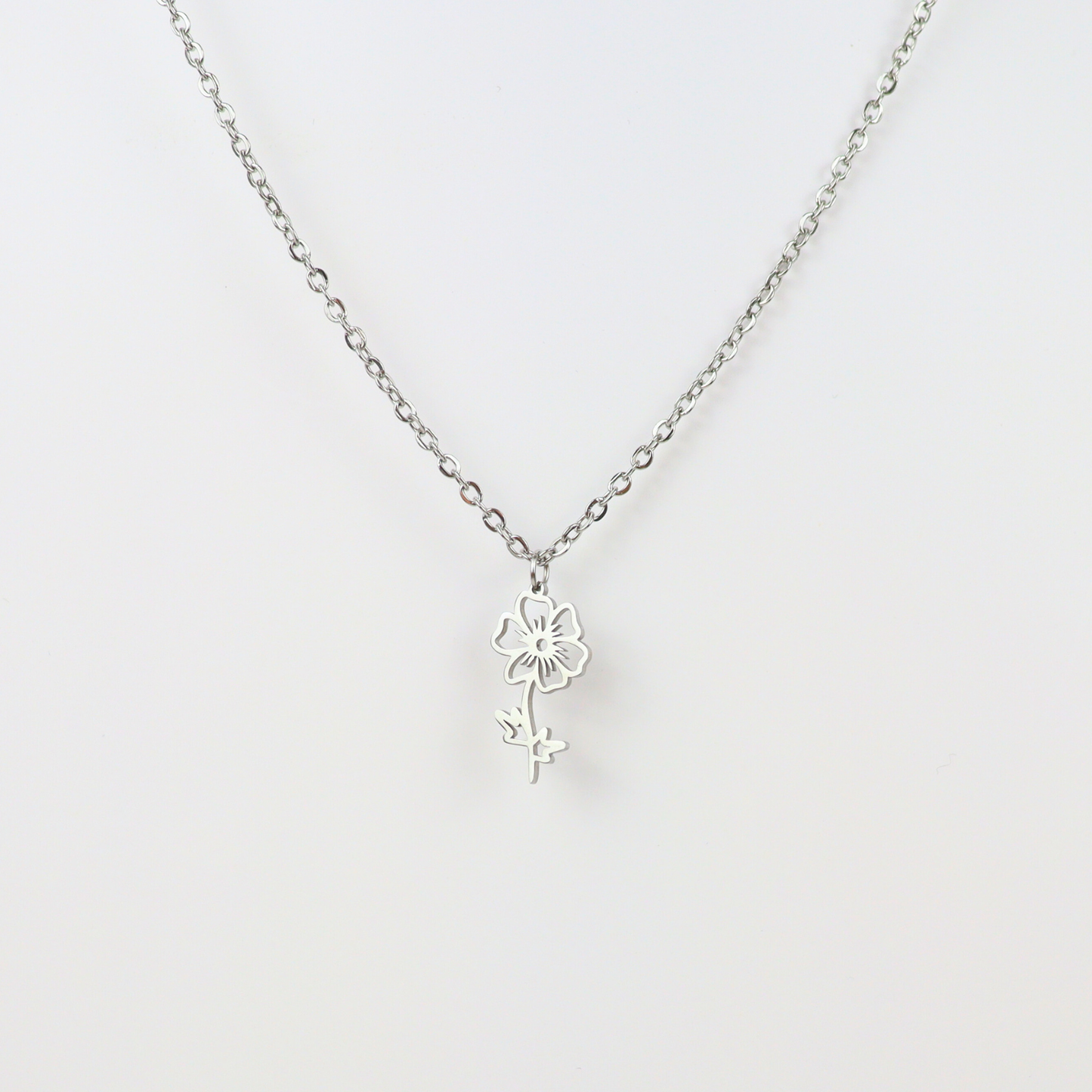 Ketting geboortebloem oktober zilver