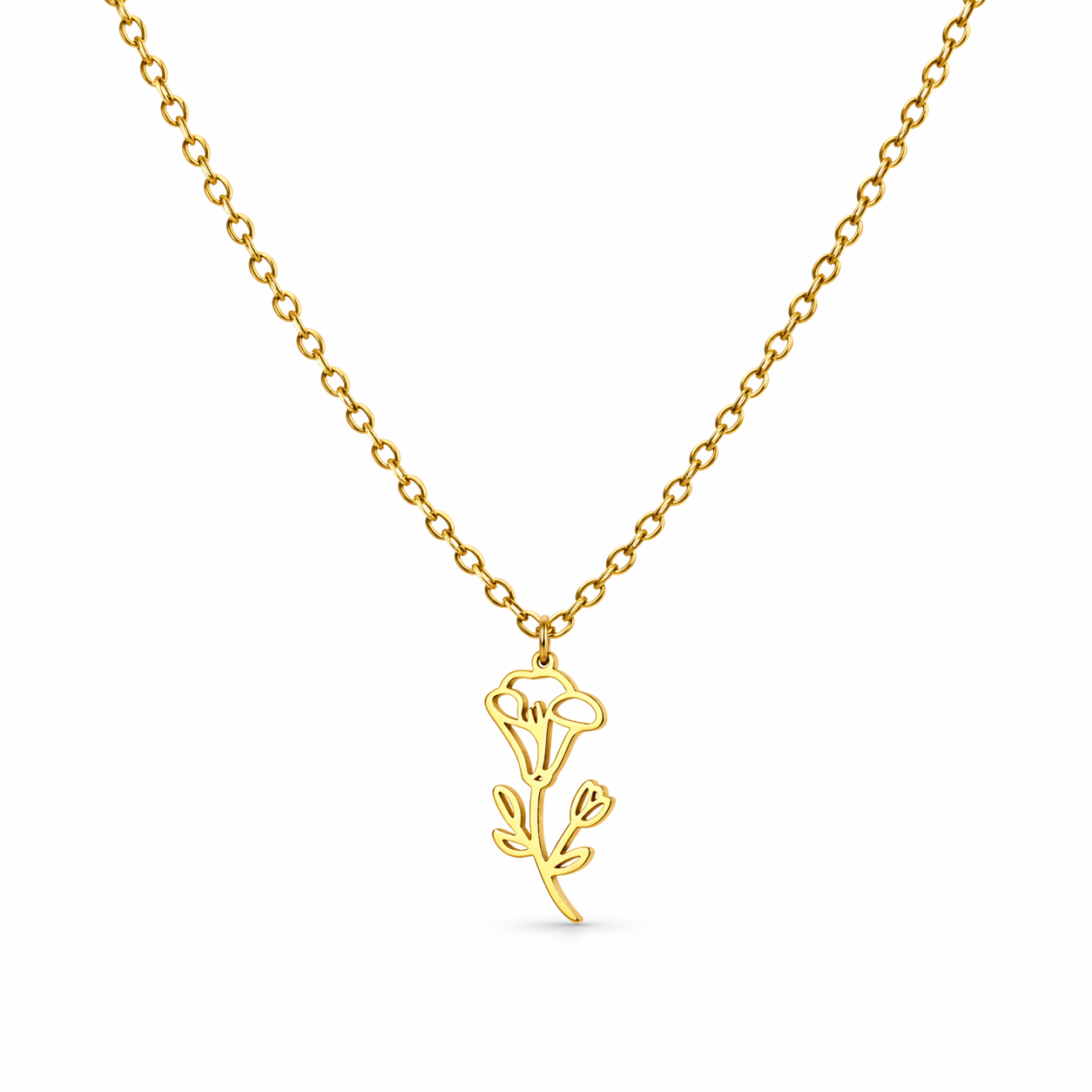 Necklace birth flower september gold