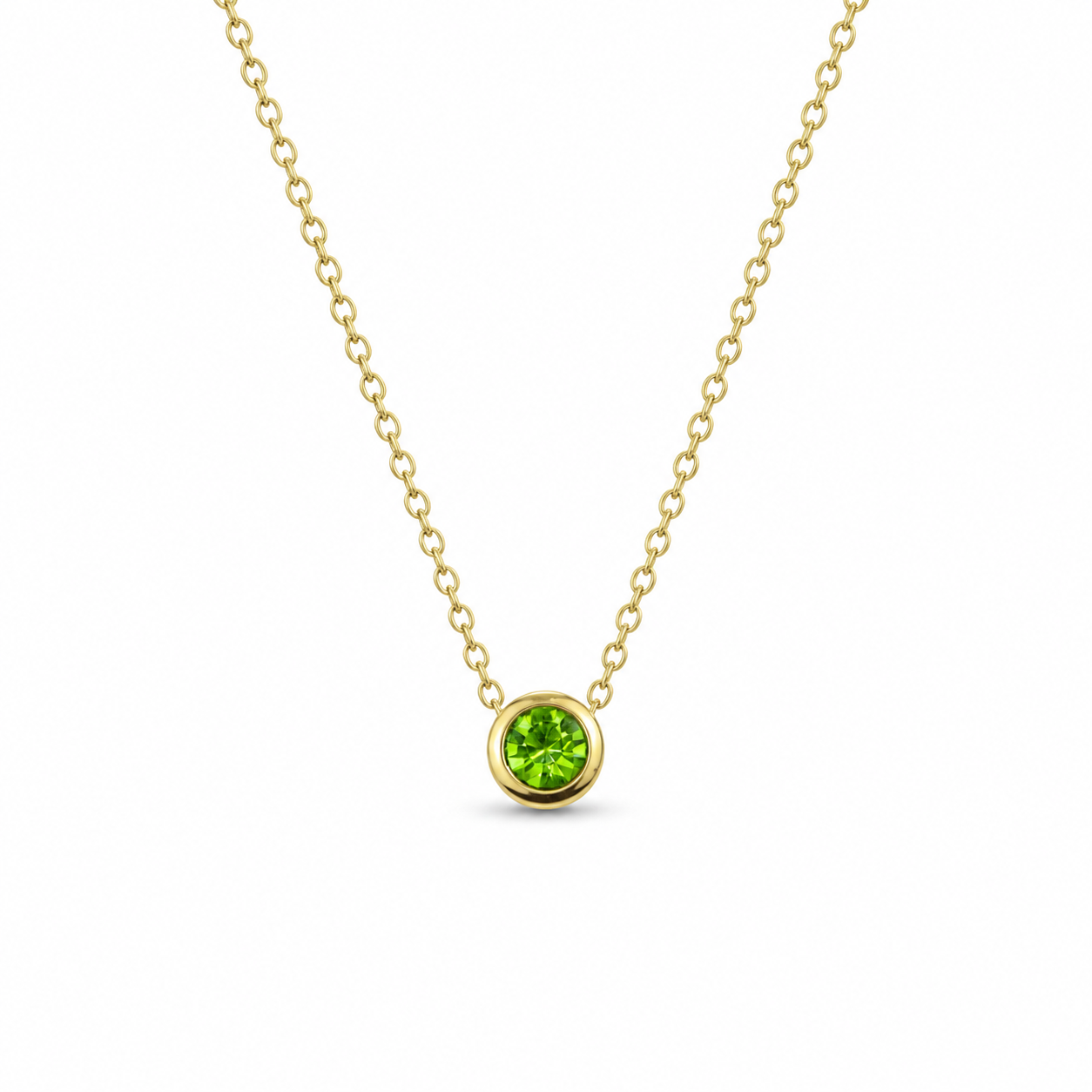 August Birthstone Necklace Gold