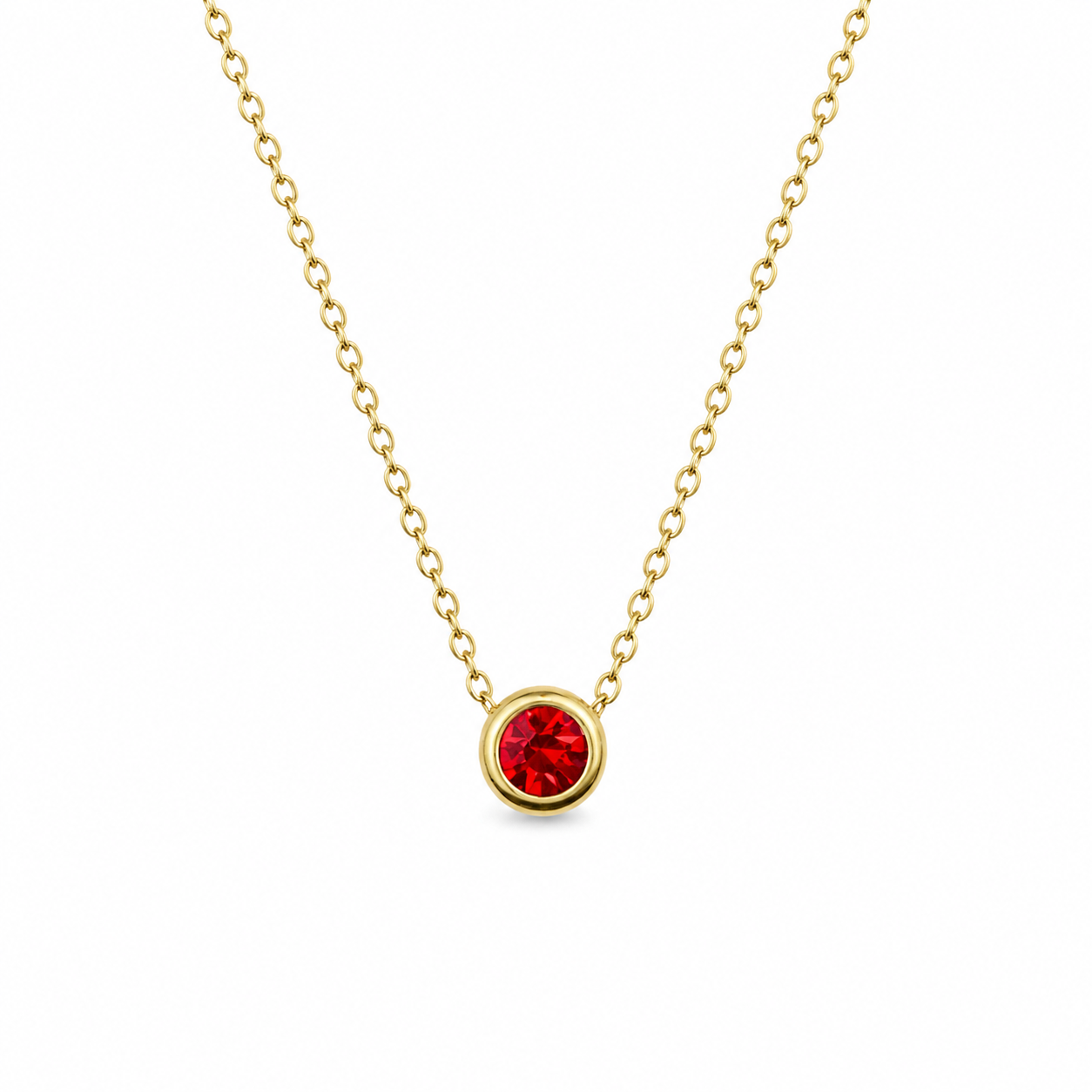 Ketting van goldplated stainless steel met geboortesteen van januari: granaat