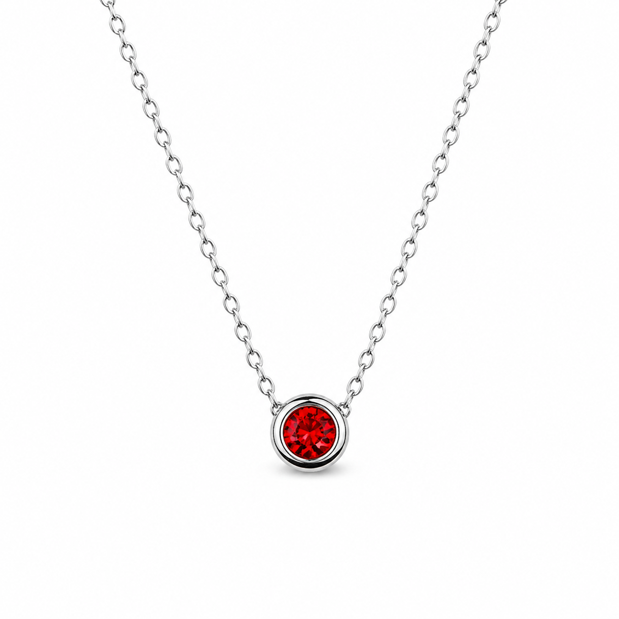 Ketting gemaakt van stainless steel met geboortesteen van januari: granaat
