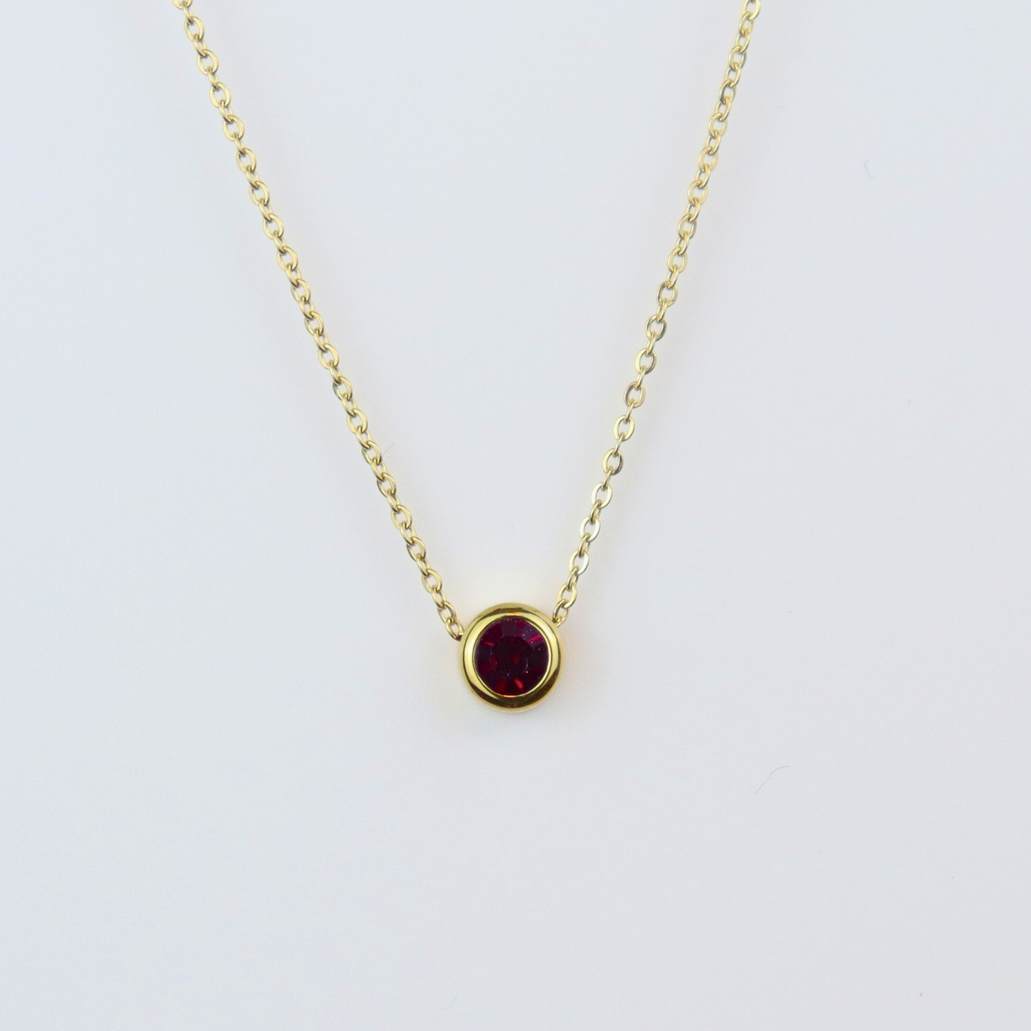 Ketting van goldplated stainless steel met geboortesteen van juni: amethist