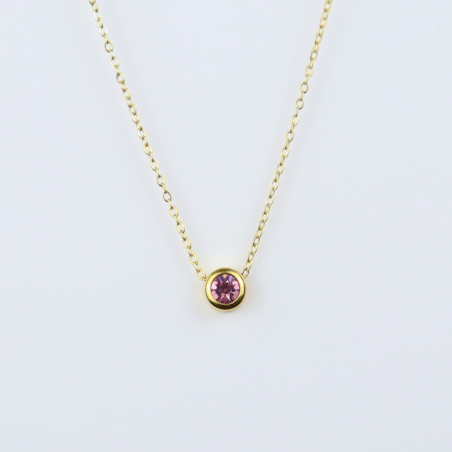 Ketting van goldplated stainless steel met geboortesteen van oktober: toermalijn