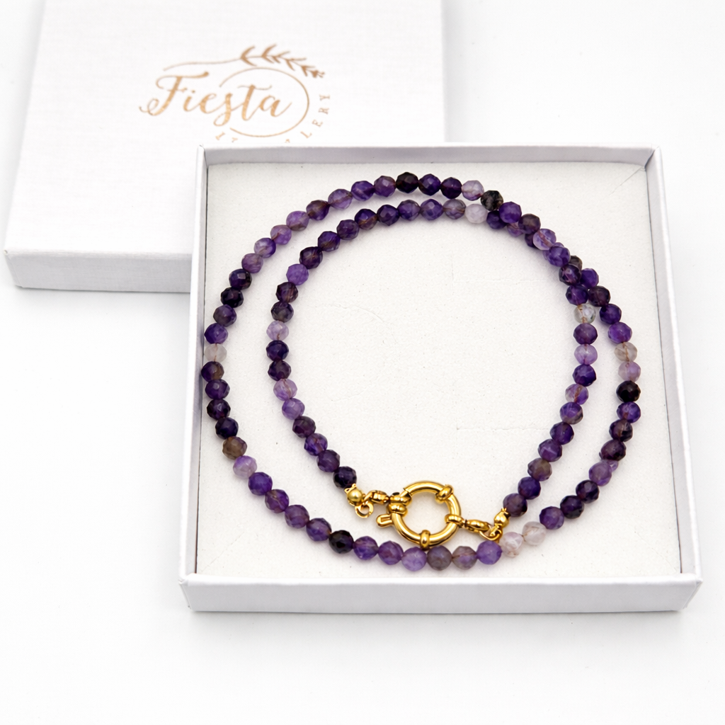 Amethyst gold necklace