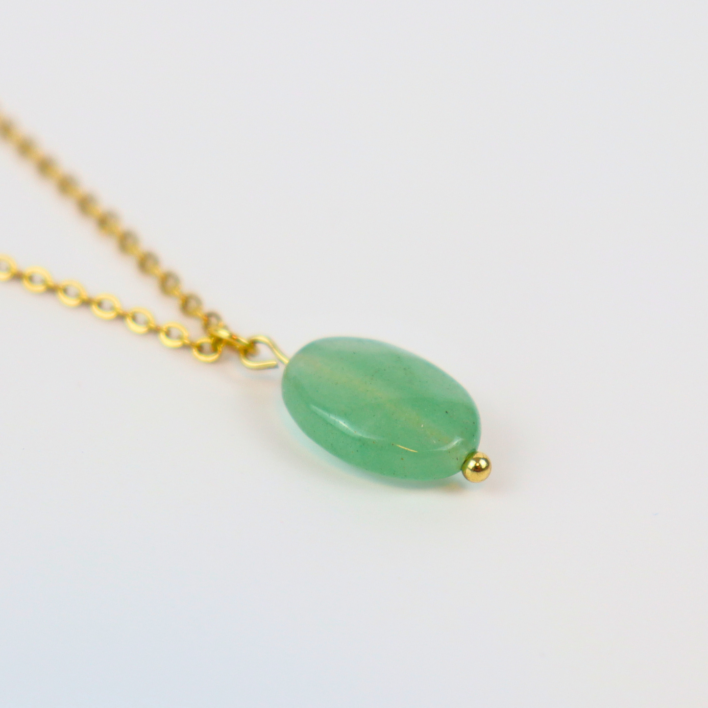 Ketting van goldplated stainless steel met aventurijn hanger