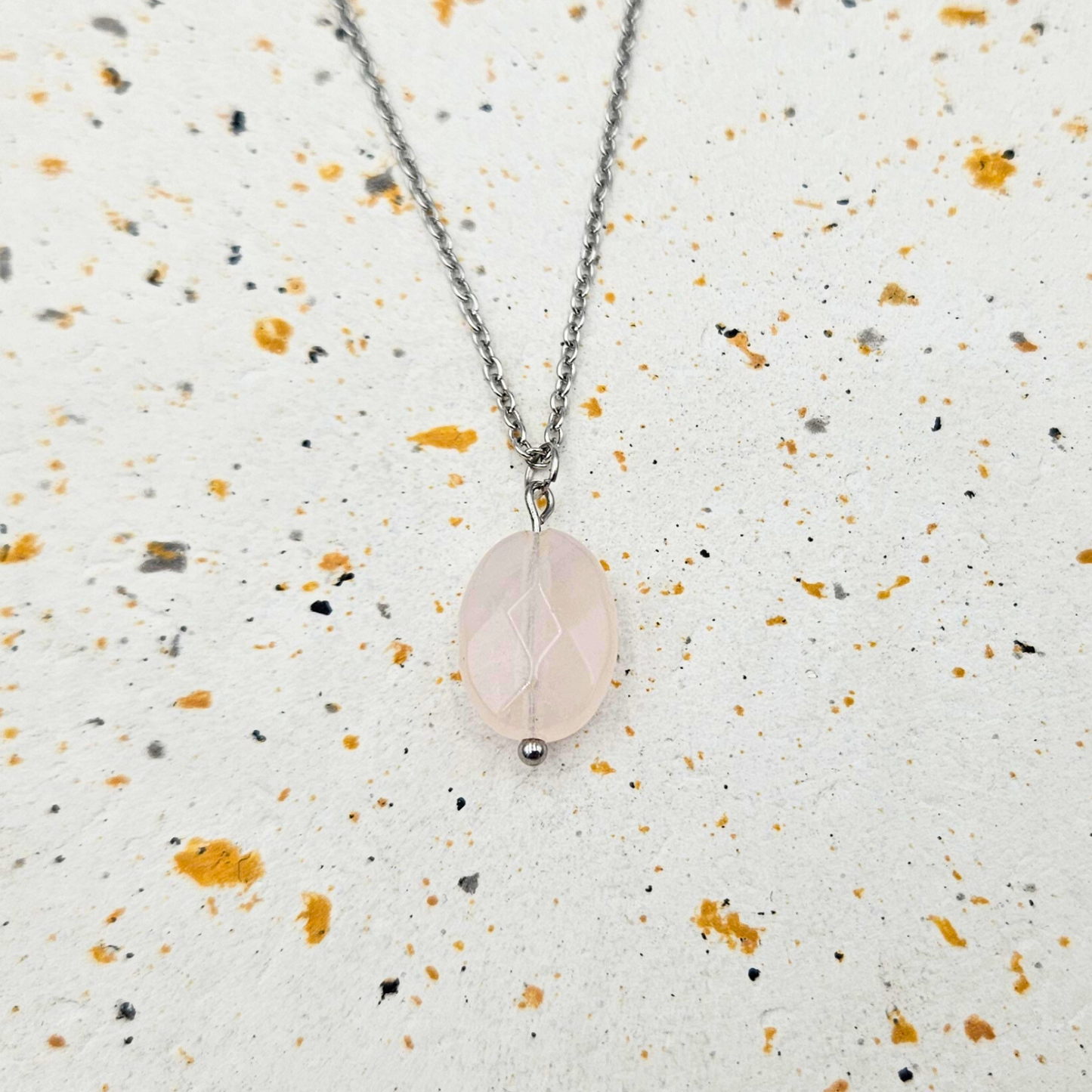 Ketting rozenkwarts zilver