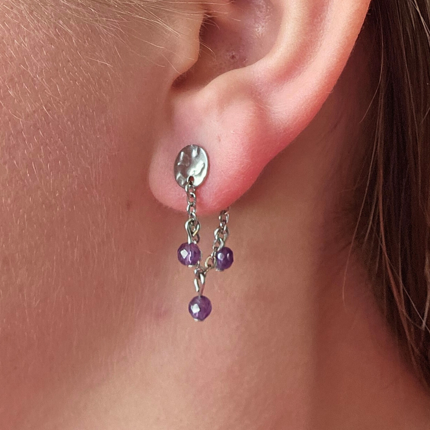 Oorbellen amethist zilver