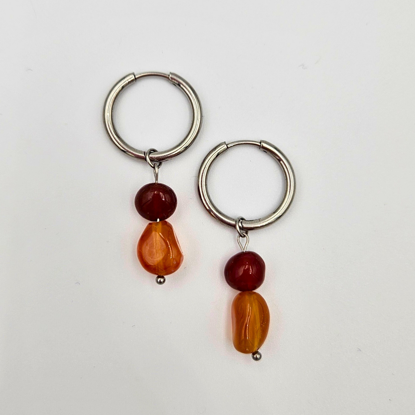 Oorbellen carneool zilver