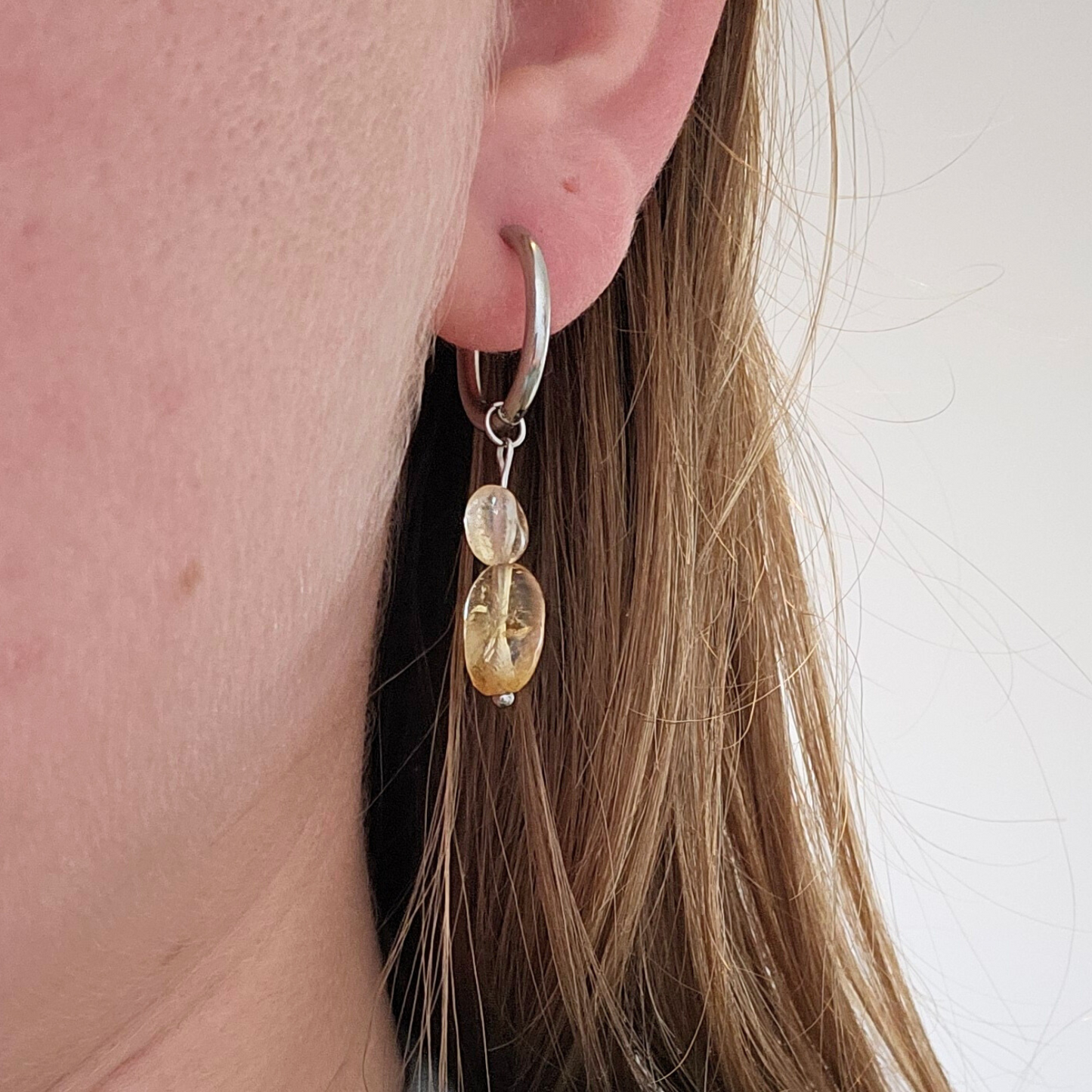 Oorbellen citrien zilver