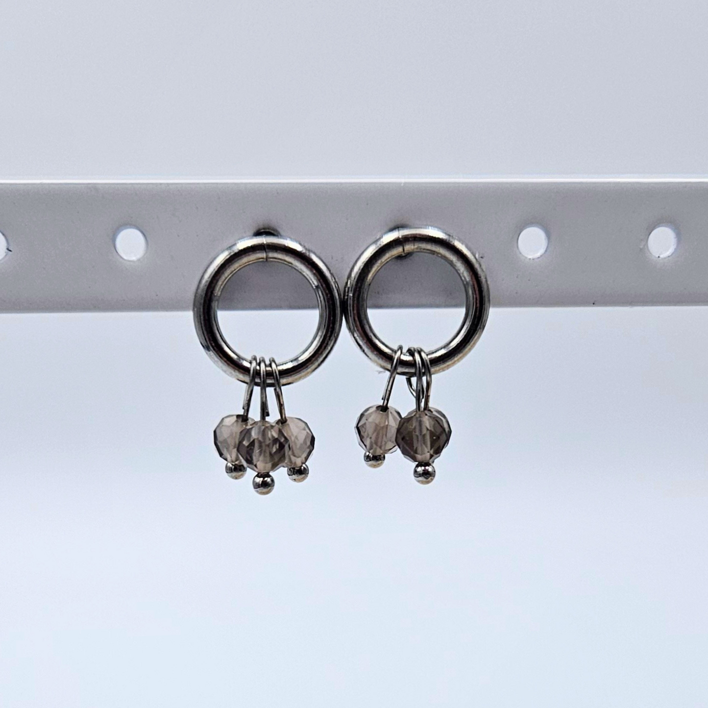 Oorbellen rookkwarts zilver
