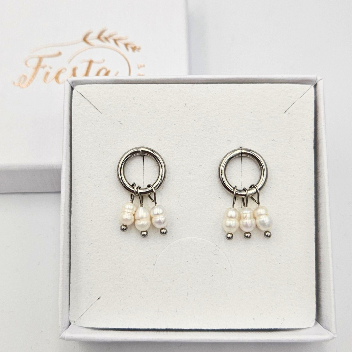 Oorbellen parel zilver