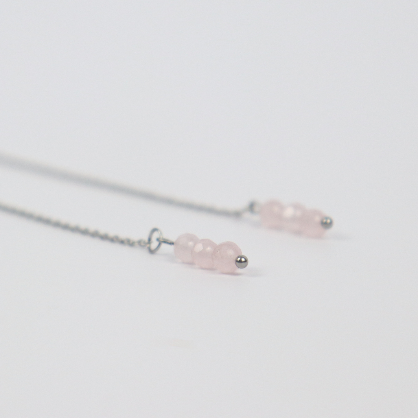 Ohrhänger mit Rosenquarz und Silber