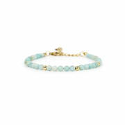 Armband van facetgeslepen amazoniet afgewerkt met goldplated stainless steel
