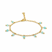 Armband van goldplated stainless steel met facetgeslepen amazoniet edelsteentjes