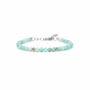 Armband van facetgeslepen amazoniet afgewerkt met zilverkleurig stainless steel