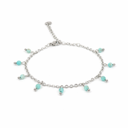Armband gemaakt van stainless steel met facetgeslepen amazoniet edelsteentjes