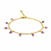 Armband van goldplated stainless steel met facetgeslepen amethist