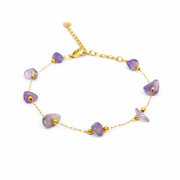 Armband van goldplated stainless steel met amethist edelsteen chunks