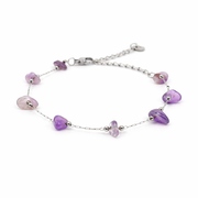 Armband gemaakt van stainless steel met amethist edelsteen chips