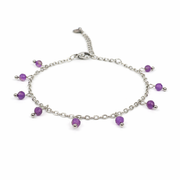 Armband gemaakt van stainless steel met facetgeslepen amethist edelsteentjes