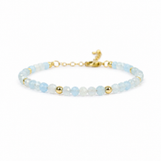 Armband van facetgeslepen aquamarijn afgewerkt met goldplated stainless steel