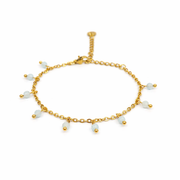 Armband van goldplated stainless steel met facetgeslepen aquamarijn