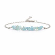 Armband gemaakt van stainless steel met aquamarijn split