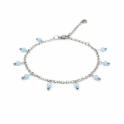 Armband gemaakt van stainless steel met facetgeslepen aquamarijn edelsteentjes