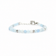 Armband van facetgeslepen aquamarijn afgewerkt met zilverkleurig stainless steel