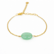 Armband van goldplated stainless steel met ovalen aventurijn