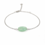 Armband gemaakt van stainless steel met ovalen aventurijn