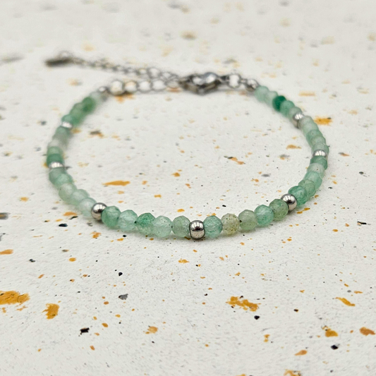 Armband gemaakt van stainless steel met facetgeslepen aventurijn